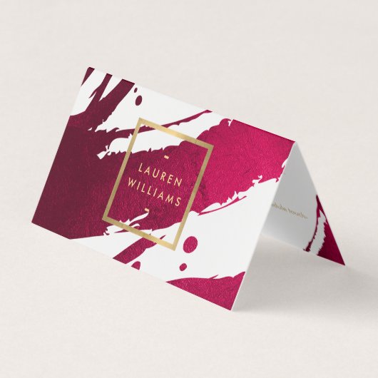 Abstracte Diepe Ruby Red-penseelstreken Visitekaartjes (Voorkant)