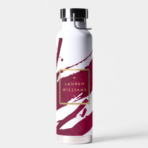 Abstracte Diepe Ruby Red-penseelstreken Waterfles