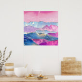 Abstracte digitale berglandschapskunst poster (Keuken)