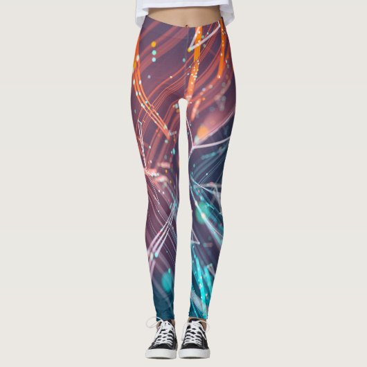 Abstracte digitale elektronische moderne kunst leggings (Voorkant)