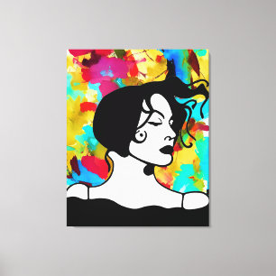Abstracte digitale kunst Levendige Dame van Kleure Canvas Afdruk