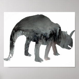Abstracte dinosaurus silhouet poster