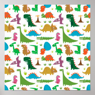 Abstracte dinosaurussen poster