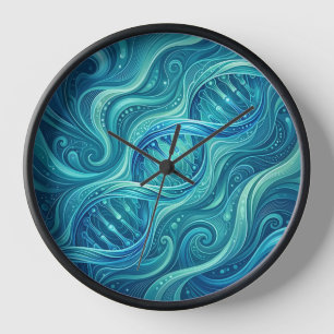 Abstracte DNA-helix Oceaanblauw Kunstklokken