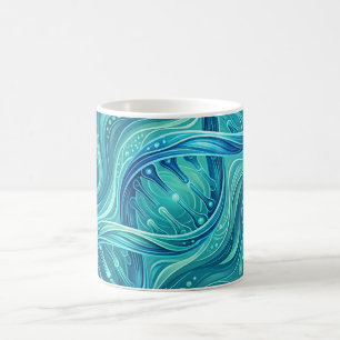 Abstracte DNA-helix oceaanblauwe koffiemok