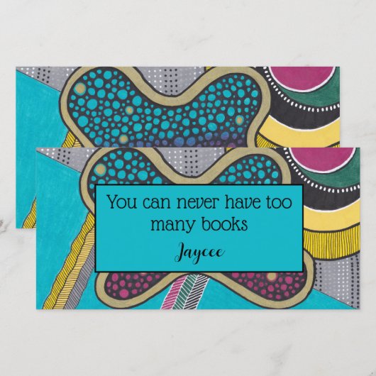 Abstracte doedelen, heldere kleuren, boekmerk bedankkaart (Voorkant / Achterkant)