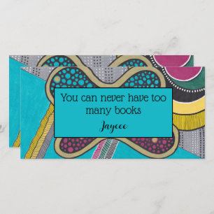 Abstracte doedelen, heldere kleuren, boekmerk bedankkaart