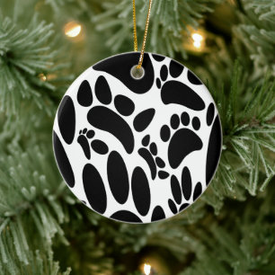 Abstracte Dog Pawprint Keramisch Ornament