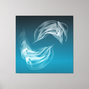 Abstracte dolfijnen bij Play Wrapped Canvas Afdruk