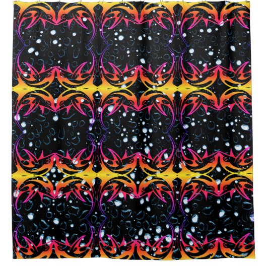 Abstracte Dolfijnen - Midnight Black Douchegordijn (Voorkant)