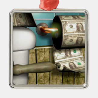 Abstracte Dollar Toilet Bills Metalen Ornament