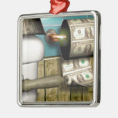 Abstracte Dollar Toilet Bills Metalen Ornament (Links)