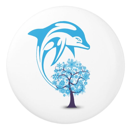 Abstracte Dolphin Ceramic Knob. Keramische Knop (Voorkant)