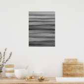 Abstracte donkergrijze watercolorlijnen kunst poster (Keuken)