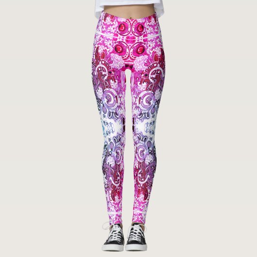 Abstracte doodle Art Leggings (Voorkant)