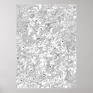 Abstracte doodle Art Poster