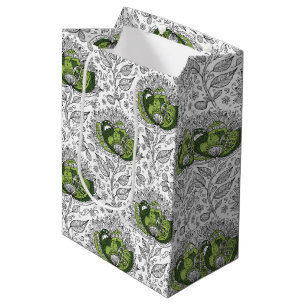 Abstracte Doodle Kunststijl Bloemen Schakeringen v Medium Cadeauzakje