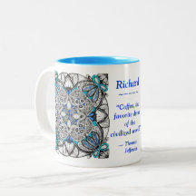 Abstracte Doodle met Blauwe en Jefferson Citaat Mo