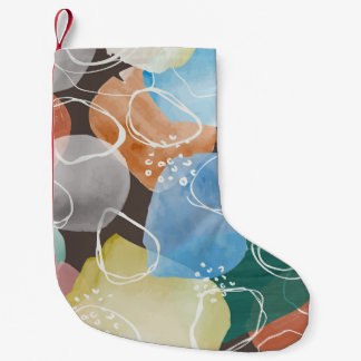 Abstracte Doodles: Waterverf minimalistische kunst Kleine Kerstsok