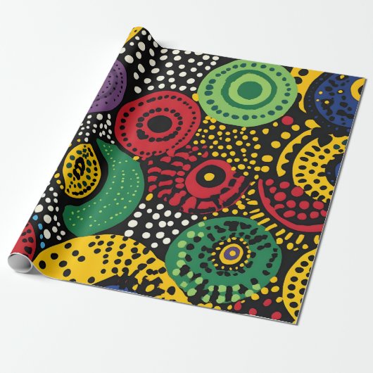Abstracte dot art 8 cadeaupapier (Uitgerold)