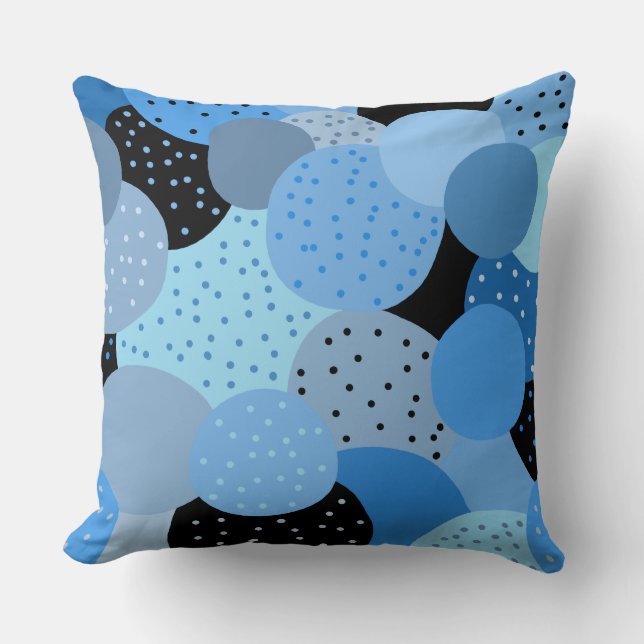 Abstracte Dotty Blue Circles Kussen (Voorkant)