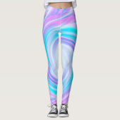 Abstracte draai vloeibare pastel paarse kleuren af leggings (Voorkant)