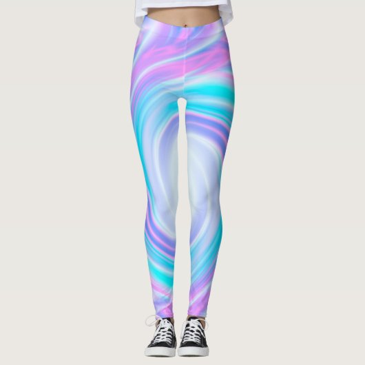 Abstracte draai vloeibare pastel paarse kleuren af leggings (Voorkant)