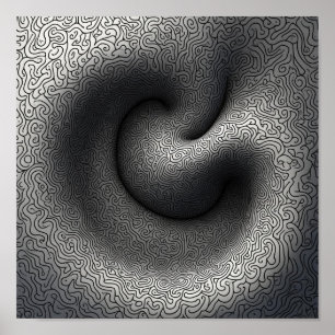 Abstracte draaipatronen in een monochroom ontwerp poster