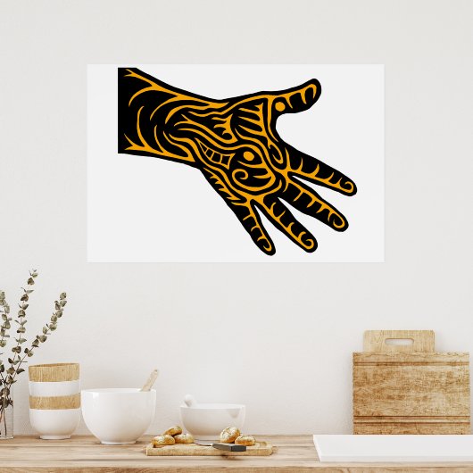 Abstracte draak in de hand poster (Keuken)