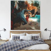 Abstracte Dragon Skull Occult Dark Witchy AI Art Canvas Afdruk (Insitu (Slaapkamer))