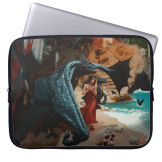 Abstracte Dragon Skull Occult Dark Witchy AI Art Laptop Sleeve