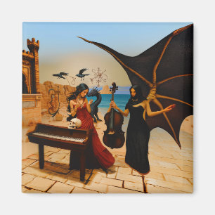 Abstracte Dragon Skull Occult Dark Witchy AI Art Magneet