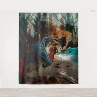 Abstracte Dragon Skull Occult Dark Witchy AI Art Wandkleed