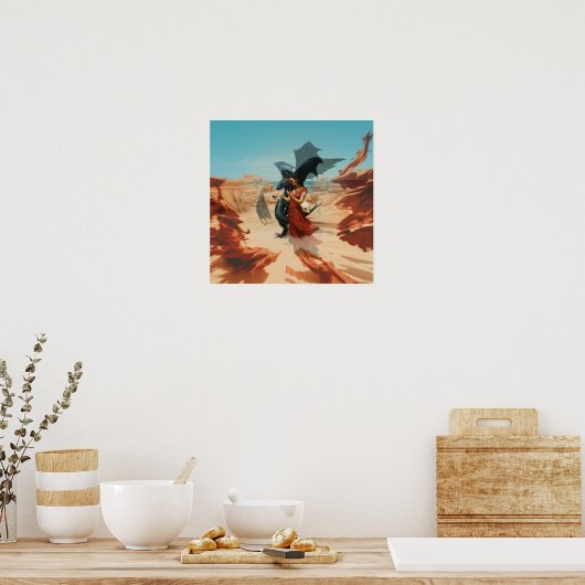 Abstracte Dragon Skull Witchy AI Art Matte Waarde Poster (Keuken)