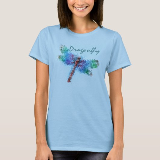 Abstracte dragonfly (blauw) t-shirt (Voorkant)