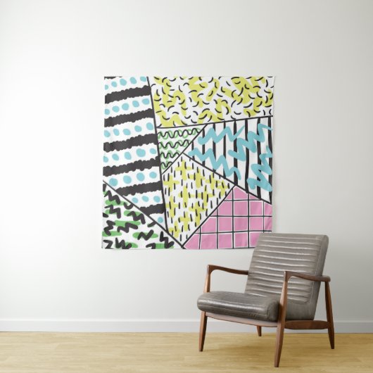 Abstracte drie: handgetekende achtergrondkunst. wandkleed (In Situ (horizontaal))