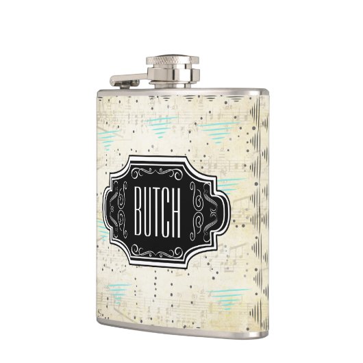 Abstracte driehoek zwart en tan hipster patroon heupfles (Links)