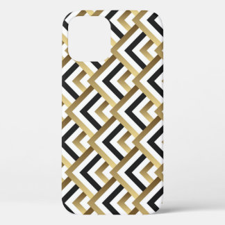 Abstracte driehoeken: Goud Zwart Naadloos iPhone 12 Hoesje