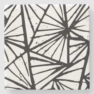 Abstracte driehoeken Lino Print Stone Onderzetter