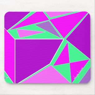 Abstracte driehoeken paars en groen muismat