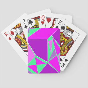 Abstracte driehoeken paars en groen pokerkaarten
