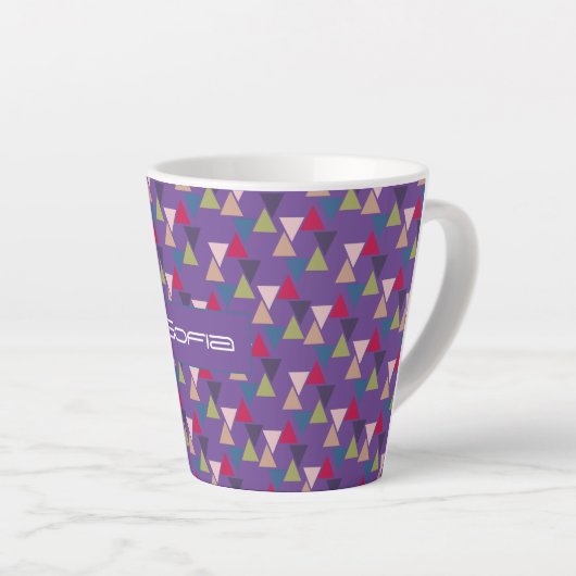 Abstracte driehoekspatroon, lavender latte mok (Rechterhoek)