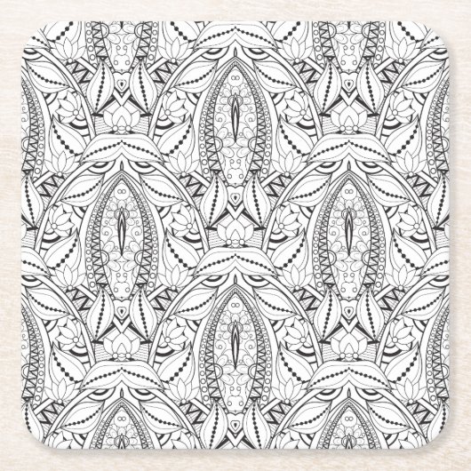 Abstracte driepartijendwars vierkante kartonnen onderzetter (Voorkant)