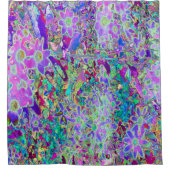Abstracte drippige roze en paarse bloemen douchegordijn (Voorkant)