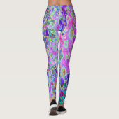 Abstracte drippige roze en paarse bloemen leggings (Achterkant)