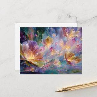 Abstracte dromerige bloementuin briefkaart
