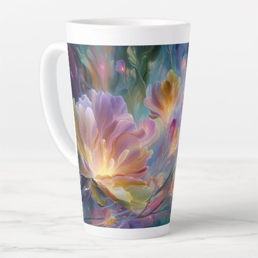 Abstracte dromerige bloementuin latte mok (Linkerhoek)