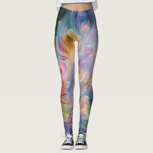 Abstracte dromerige bloementuin leggings