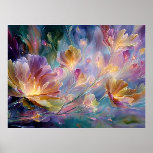 Abstracte dromerige bloementuin poster (Voorkant)