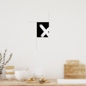 Abstracte druk 1 penseel - omgekeerd poster (Keuken)